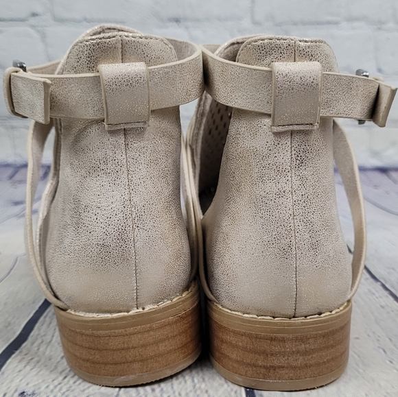 VANESSA WU | Anthropologie gold perforated strappy ankle boots - Picture 6 of 11